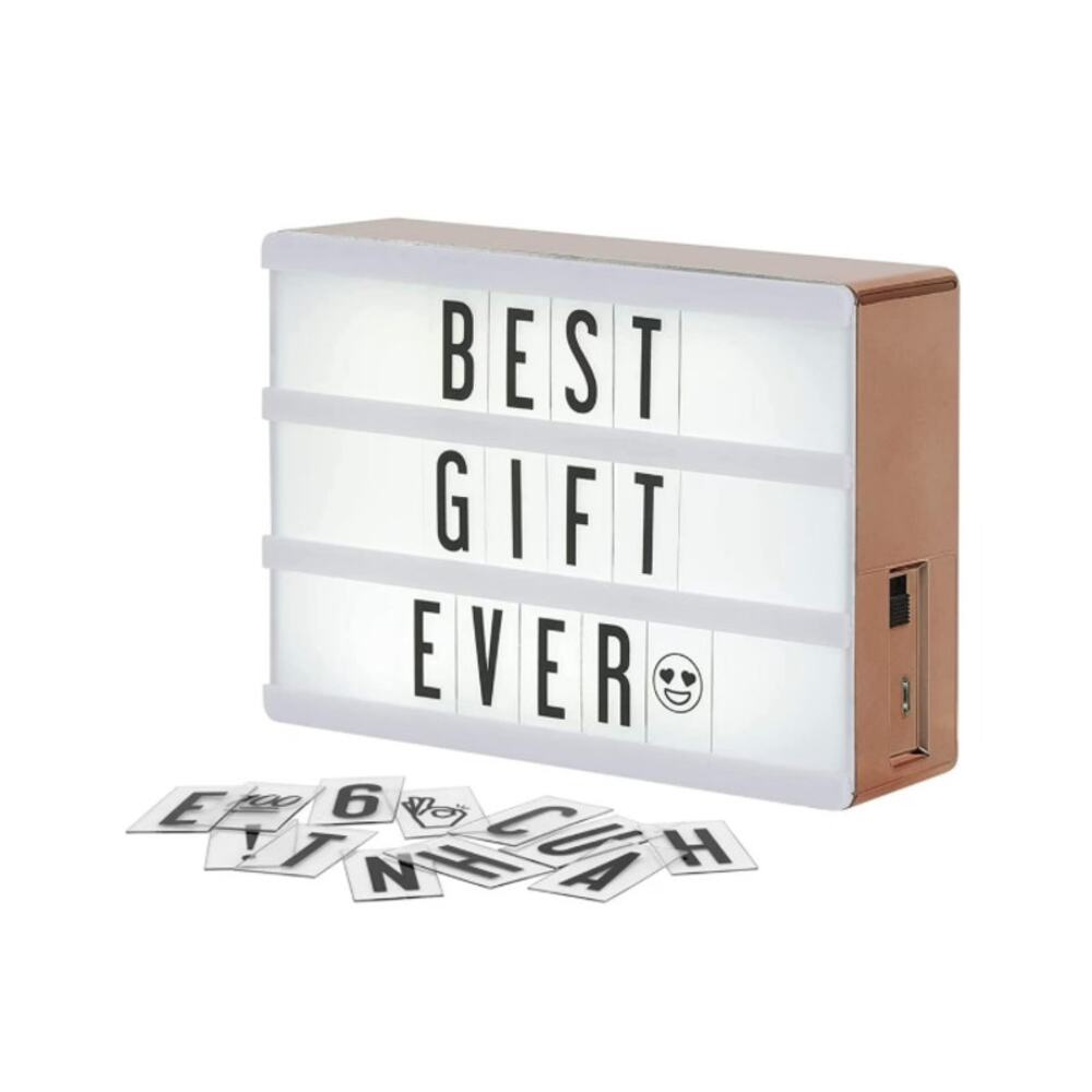 My Cinema  Rose Gold Lightbox - Micro Led Marquee 100 letters, #' s emojis NWT
